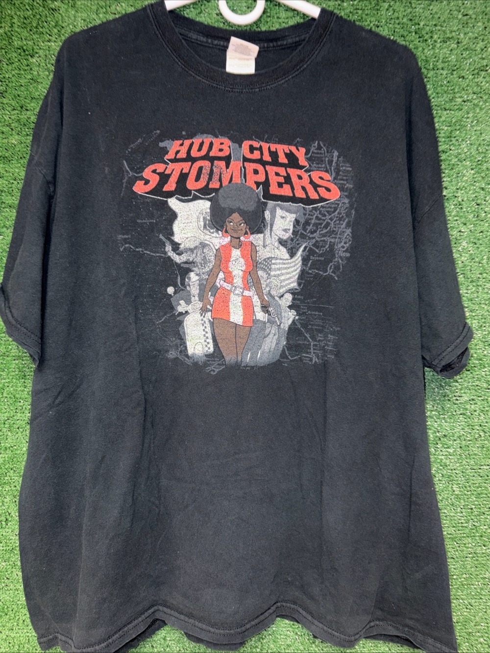 vintage Y2K Hub City Stompers Black Shirt XXL Gildan tag Ska Punk